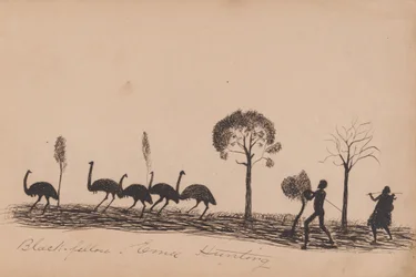 Black Fellow Emu Hunting